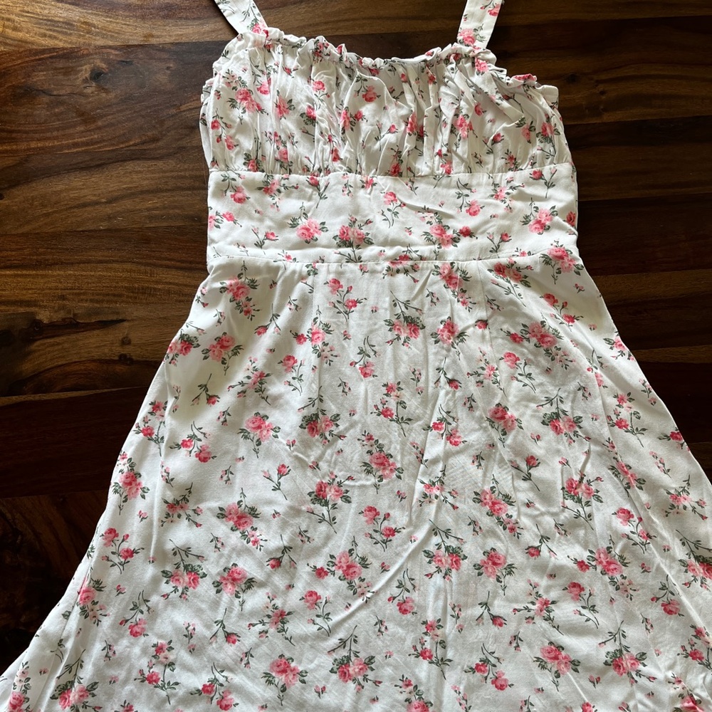 Floral Pink and White juniors mini sun Dress